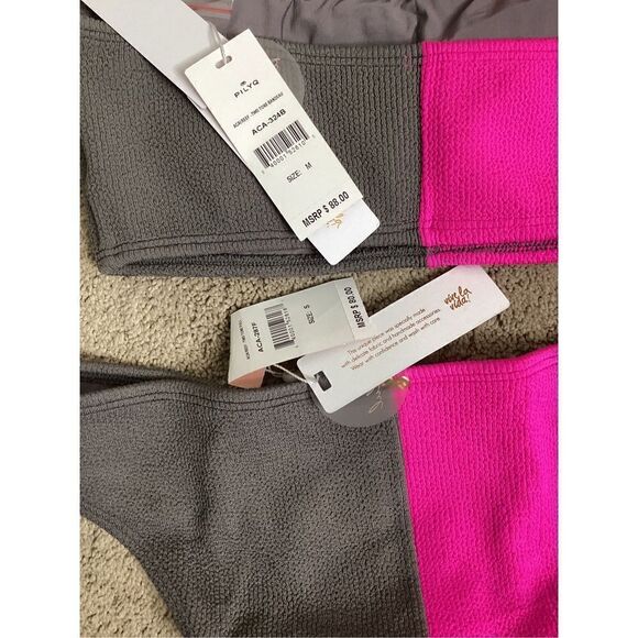 New. Pilyq pink and gray bikini set. M/S. Retails $178 - Picture 6 of 6